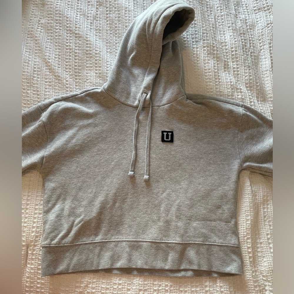 Grey Cropped Hoodie Sweatshirt